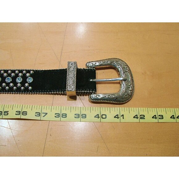 Guess Womens Black Studded Rhinestones Embossed Metal Buckle Size M 925121 - Picture 6 of 12